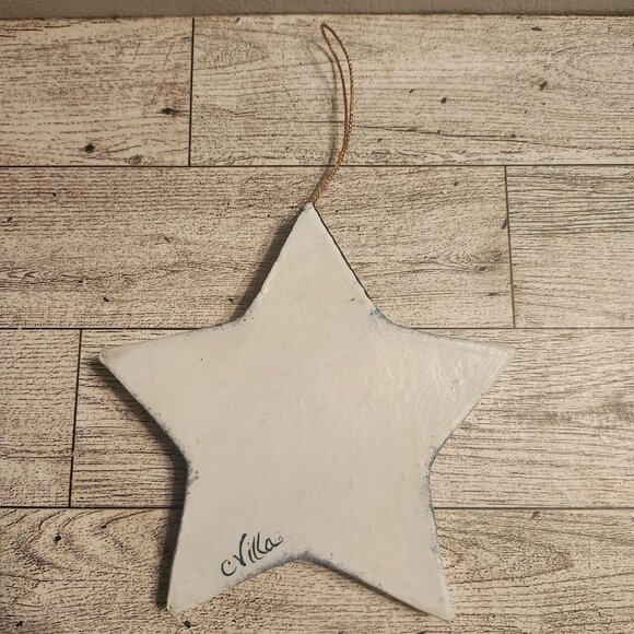 Handcrafted Star-Shaped Snowman Ornament by C Villa Paper Mache Christmas Decor - Picture 3 of 5